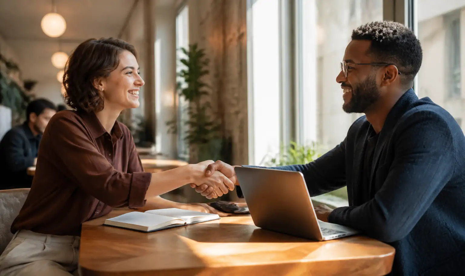 Poignée de main entre un client et un indépendant web