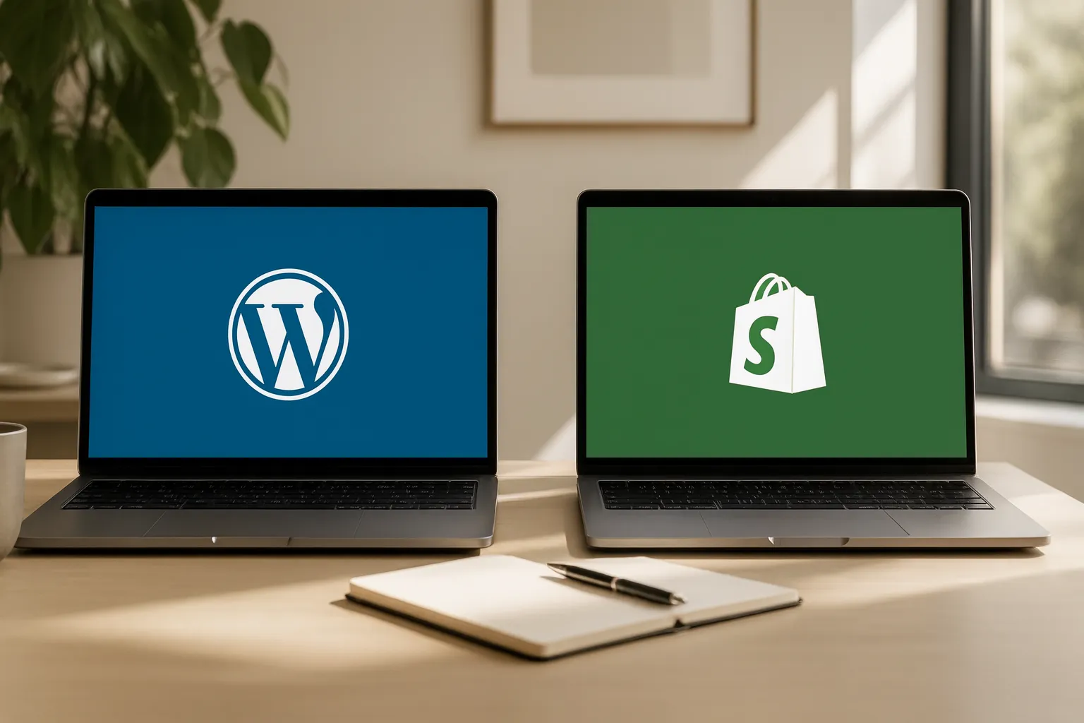 Deux ordinateurs côte à côte affichant des interfaces différentes